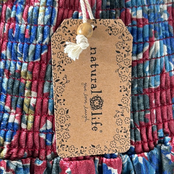 NATURAL LIFE Red and Blue Maxi Pleated Skirt - Picture 6 of 7